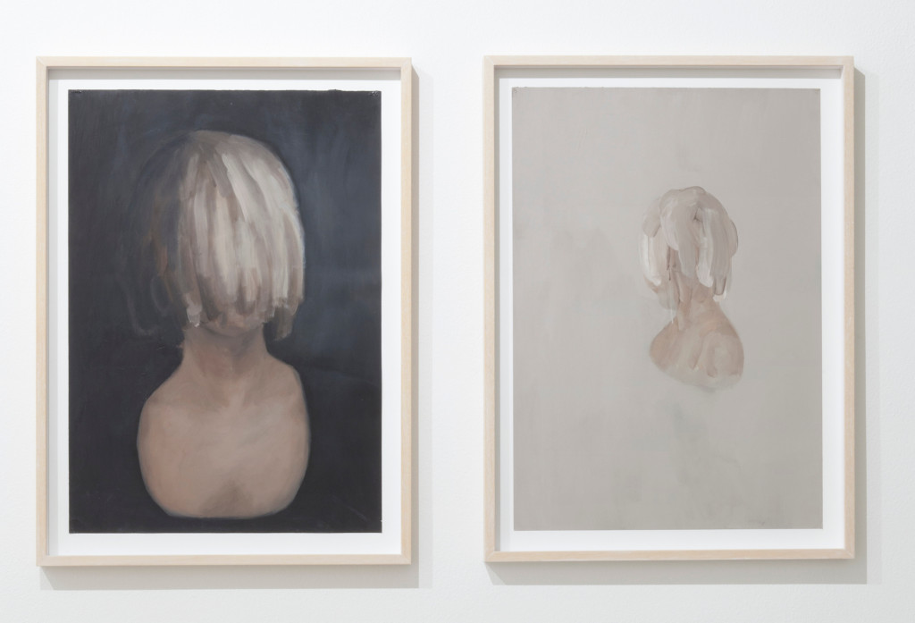 Nazzarena Poli Maramotti, dx "Ritratto V" sx "Nuca", oil on paper, 60x42cm each, 2011