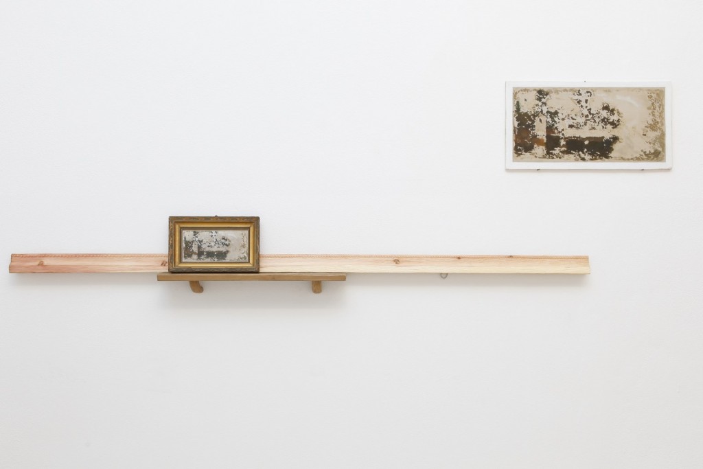 Marco Gobbi, Far from what once was, quadro trovato, legno di cirmolo, olio su tavola, metallo, dimensioni variabili, 2014.